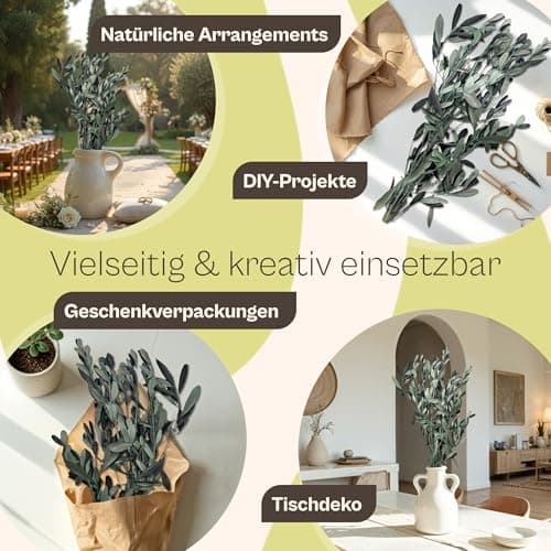 Lykke & You konservierte Olivenzweige aus Italien | Boho Deko für Wohnzimmer, Schlafzimmer & Büro – natürlich, elegant &