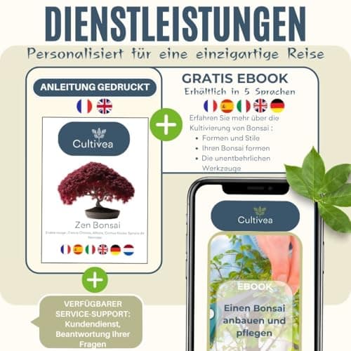 CULTIVEA® Bonsai Starter Kit - Set Bonsai Anzuchtset - 6 verschiedene Bonsaï-Samen - Wachstumsanleitung enthalten - Züch