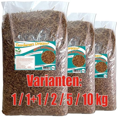 Gardeners Dream getrocknete Mehlwürmer Protein- und fettreich für Fische, Nager, Vögel, Reptilien 5+5kg
Gardeners Dream