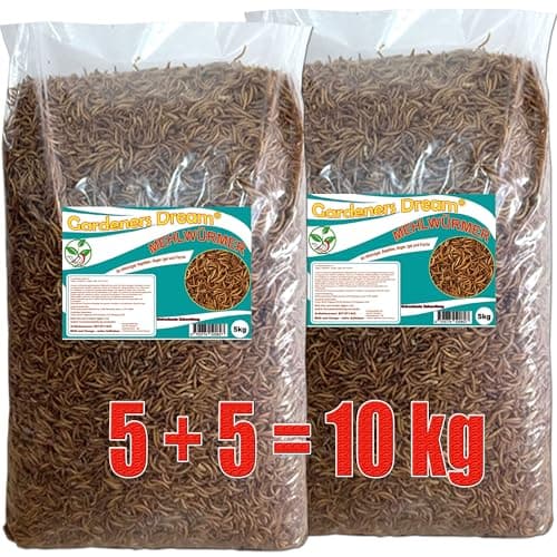 Gardeners Dream getrocknete Mehlwürmer Protein- und fettreich für Fische, Nager, Vögel, Reptilien 5+5kg
Gardeners Dream