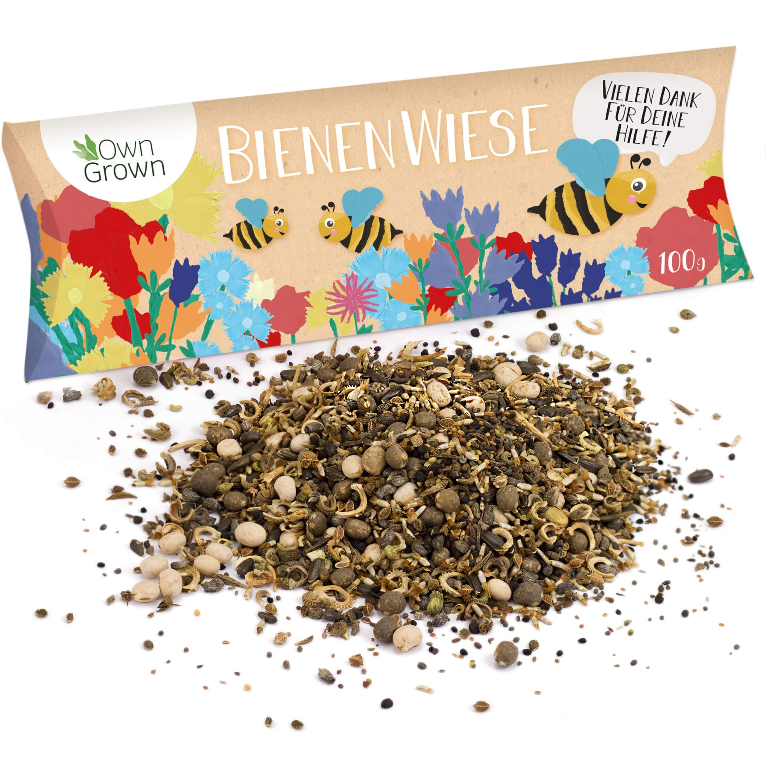Bienenwiese Blumenmischung: Premium Saatgut für bunte Bienenweide - bienenfreundlich - ein- und mehrjährig - 100g OwnGro